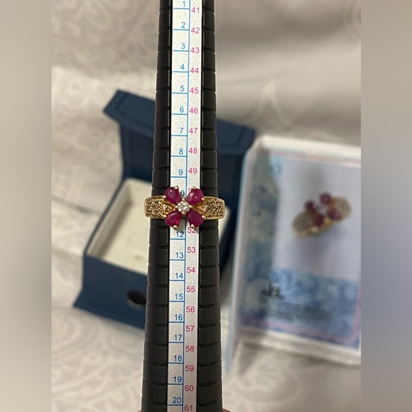 ❤️SOLD❤️Preloved K18YG Diamond Ruby Ring - D0.23ct/R1.50ct Size 5.75US/51EU/11JP - Picture 9 of 11